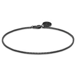 Essentials | 1 Mm Gunmetal Black Square Box Chain Bracelet