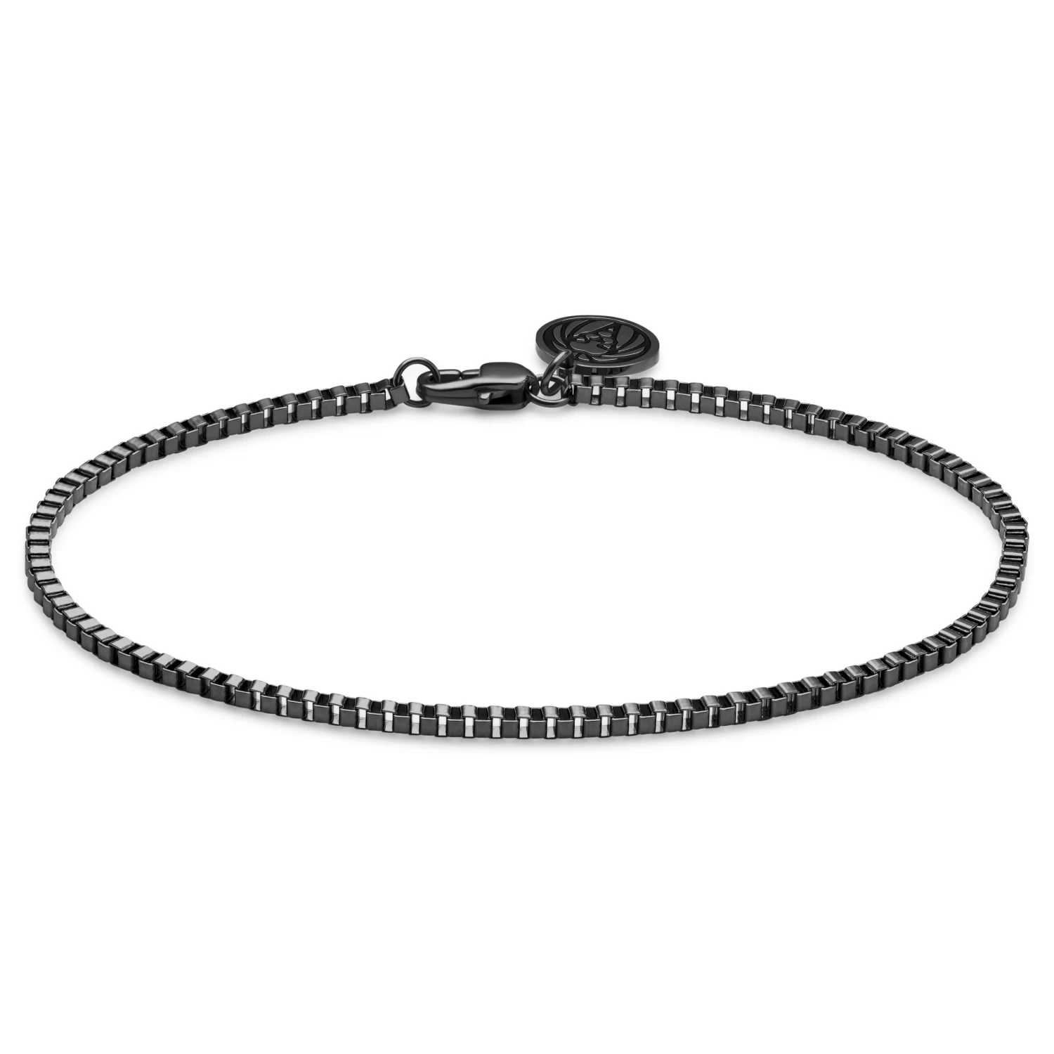Essentials | 2 Mm Gunmetal Black Square Box Chain Bracelet