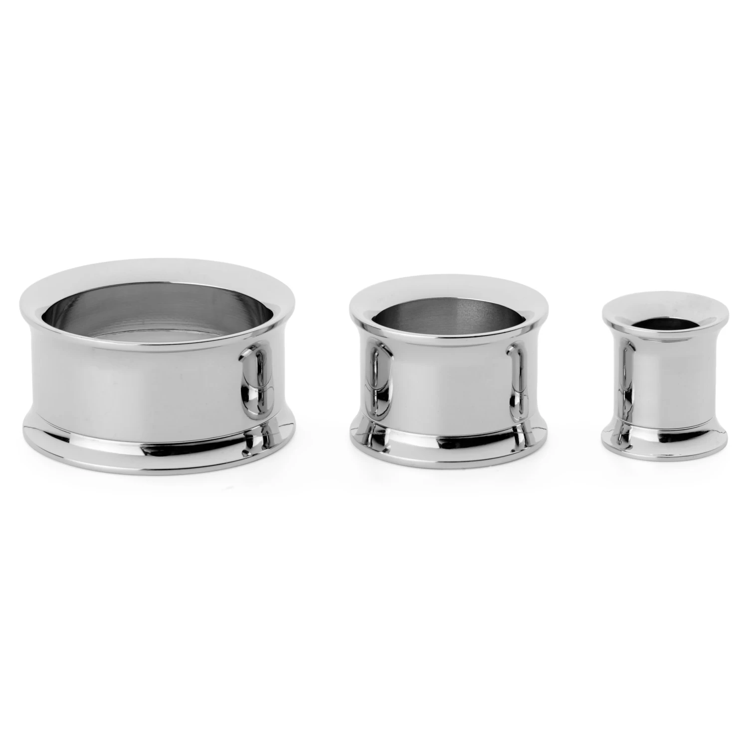 Silver-Tone Stainless Steel Thin-Rimmed Screw-Fit Tunnel Earring - Image 2
