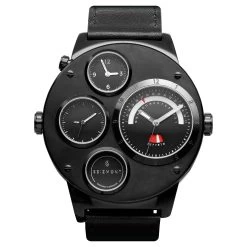 Optimus | Black Stainless Steel Watch With 4 Black Subdials