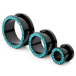 Teal Gem Steel Ear Tunnel