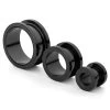 Black Stainless Steel Thick-Rimmed Screw-Fit Tunnel Earring