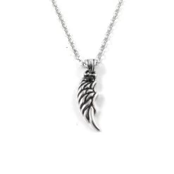 Silver-Tone Stainless Steel Wing Cable Chain Necklace