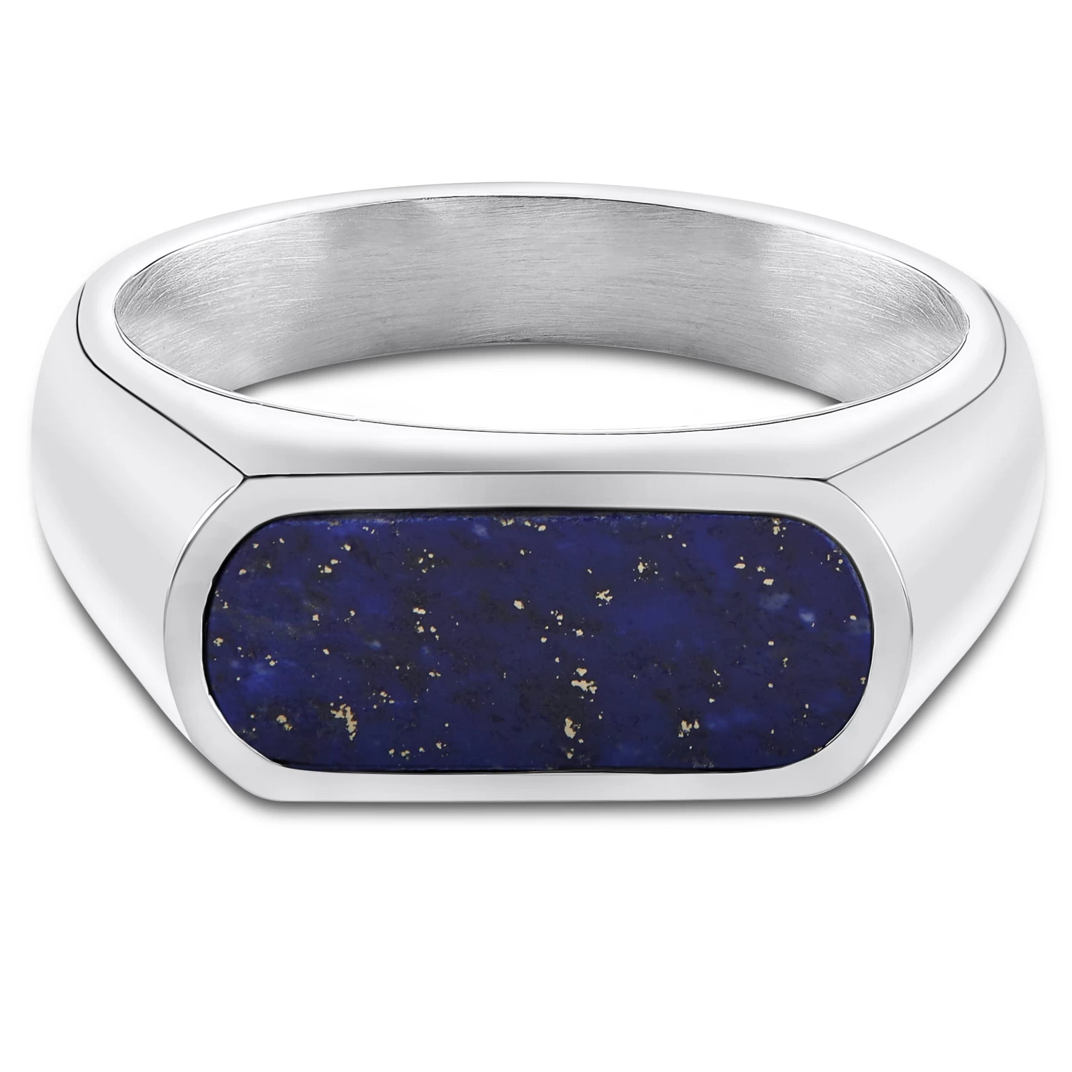 Orisun | Silver-Tone Stainless Steel Lapis Lazuli Signet Ring - Image 2