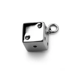 Silver-tone Titanium Dice Charm